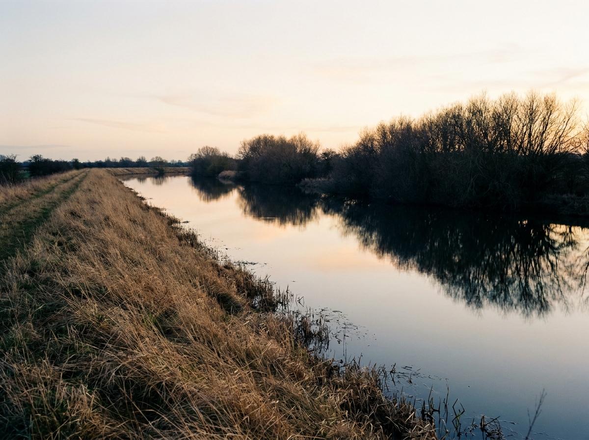 The flood bank along the River Witham in late summer.