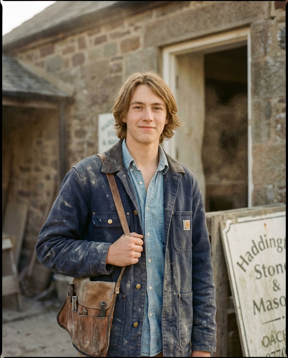 Portrait of Tom, a young man in his late teens, in a Lincolnshire workshop.